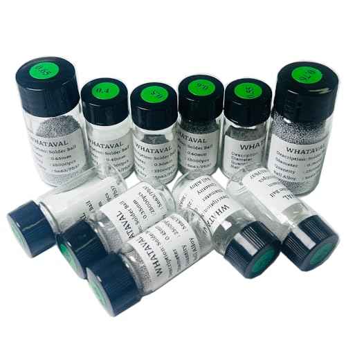 Solder Balls 0.2mm-0.76mm 11 Sizes 11Bottles 25K Leaded BGA Soldering Balls Reball Reballing Ball Sn63% Pb37% (25000pcs/bottle) for GPU CPU IC Chip