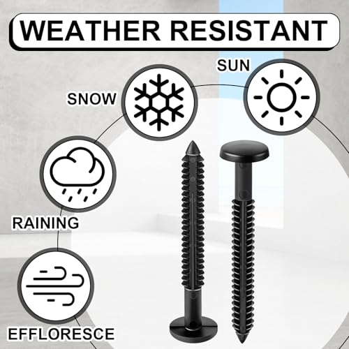 Black Vinyl Shutter Fasteners 3 Inch - 18 Pack, Durable UV Protected Pegs