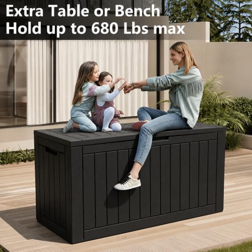 KAMABOKO Black Outdoor Storage Box 150 Gallon Waterproof Deck Storage Chest
