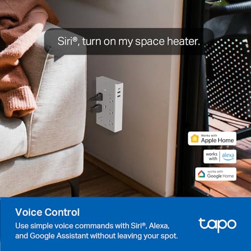 Tapo P306 Smart Wi-Fi Outlet Extender with HomeKit Compatibility, 3 Smart Outlets & USB Ports