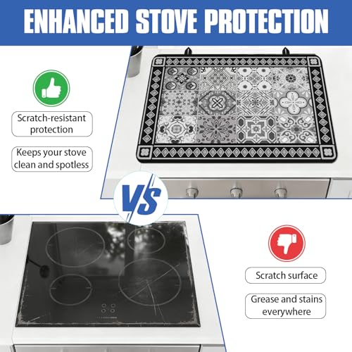 Kuyig Home 28x20in Grey Heat-Resistant Stove Top Cover – Multifunctional Rubber Protector