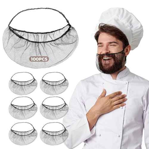 100Pcs Disposable Beard Nets for Food Service, Breathable Nylon, 18" Protective Beard Covers for Restaurant Staff