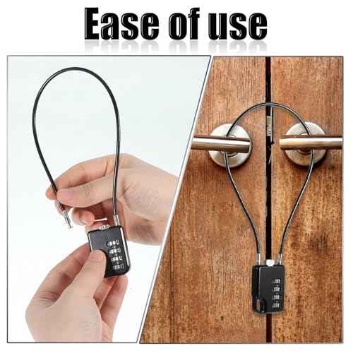 2 PCS Compact Design Resettable 4-Digit Combination Padlock with 12 Inches Long Cable, Small Cable Locks with Combination Durable Stainless Steel Cables Combo Lock Multipurpose Lock for Suitcase, Gym