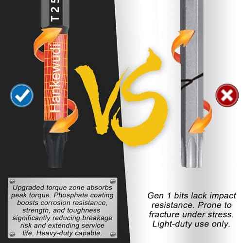 10 Piece T25 Torx Bit Set For Impact Driver,2 Inch #25 Torque Star Screwdriver Bit Set, CNC Machining S2 Steel Torx Head Power Bits,With Rugged Storage Box
