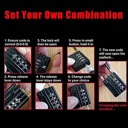 RESET-200 (2 Pack) 4-Digit Combination Flexible Cable Padlock, 12 inch (30 cm) Long, 3mm Diameter Cable for Trash Can Lid, Bin, Locker, Cabient, Luggage, Suitcase, Gun Case, Toolbox, Helmet - Black