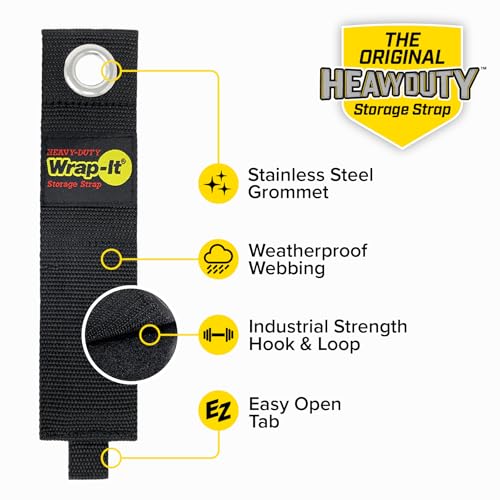 Black Heavy-Duty Wrap-It Storage Straps 6-Pack for Cables & Tools