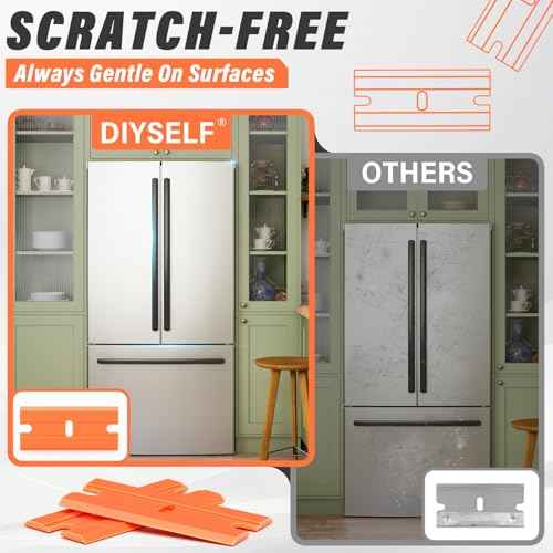 DIYSELF Plastic Razor Blades | 200-Piece Blade Replacement for Plastic Razor Scraper | Plastic Blades for Glass, Metal, Floors, Marble and Tile surfaces | Adhesive Remover