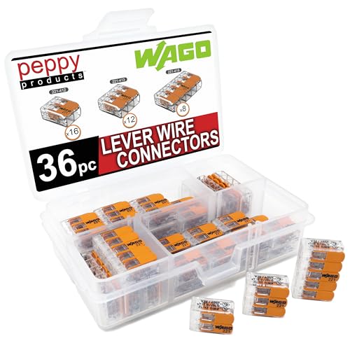 Peppy Products WAGO 221 Lever-Nuts Wire Connector Assortment, 36 Pieces