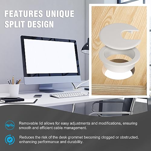 JTemgle 2-Inch White U-Shape Desk Grommet Set of 2 - Cable Management
