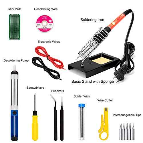 Soldering Iron Kit, 60W Upgraded Soldering Kits Adjustable Temperature Welding Tool Solder Irons Pen with On/Off Switch Use for Electrical Repairs