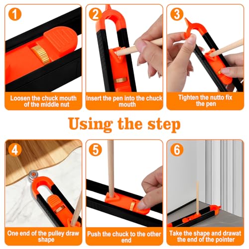 Contour Scribe Tool with 2 Pencils – Adjustable Profile Gauge for Carpentry, Tiling & DIY