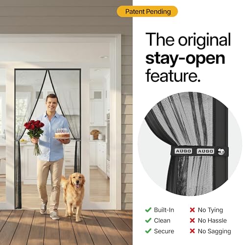 AUGO Magnetic Screen Door 38x83 Inches Self Sealing Mesh Pet & Kid Friendly