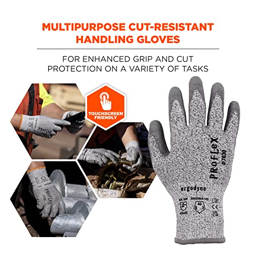 Ergodyne unisex adult Cut-resistant - A3, 13g ANSI A3 PU Coated CR Gloves, Gray, Large US