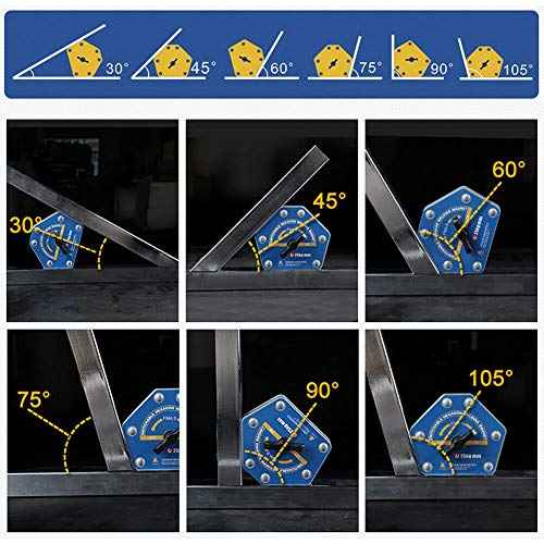On/Off-Switchable Strong-Hand Welding Magnetic Clamps - Max 110lbs Heavy Duty Neodymium Welding Magnets Holder, Hexagon Multi-Angle Tools: 30¡Æ, 45¡Æ, 60¡Æ, 75¡Æ, 90¡Æ, 105¡Æ, 120¡Æ, 135¡Æ, 150¡Æ(Large)