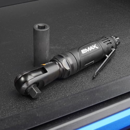 EMAX 3/8 Inch Drive Air Impact Ratchet - Pneumatic Mechanic Tool, 200 RPM, 60 ft-lb Torque