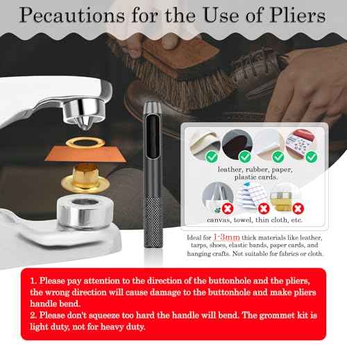 803Pcs Grommet Eyelet Pliers Kit, 1/4 Inch Grommet Tool Kit with 800 Metal Eyelets, Grommet Hand Press kit for Leather Crafts(Inside Dia: 6.4mm/Outer Dia: 12mm (A.I.S.)/Flange Width: ~3mm)