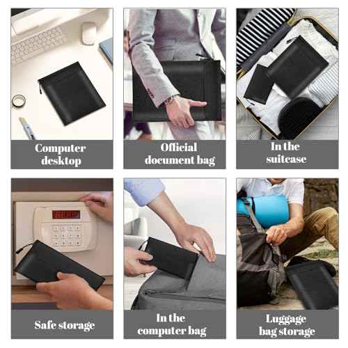 Fireproof Waterproof Document Bag 3-Pack Black 2000¢µ Money Bag for Cash Passports ID Cards Social Security Card Protector Waterproof Zipper Pouch Fire Proof Bank Bag Document Holder