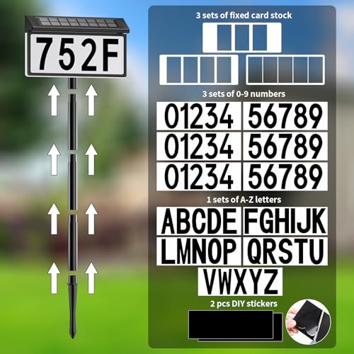 Black Solar Address Sign with Lighted House Numbers - Waterproof & Energy Efficient