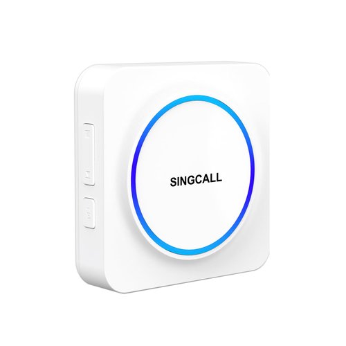 SINGCALL Wireless Rechargeable Portable LED Receiver 32 Chimes & 0-100dB Volume Memory Function Easy Install for Home/Garage/Apartment/Care Home/Hospital 1 Receiver