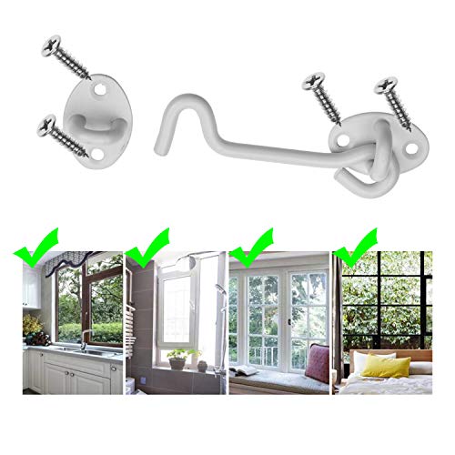 Kare & Kind White 4-Inch Heavy Duty Hook & Eye Latch with Screws - Indoor & Outdoor Use