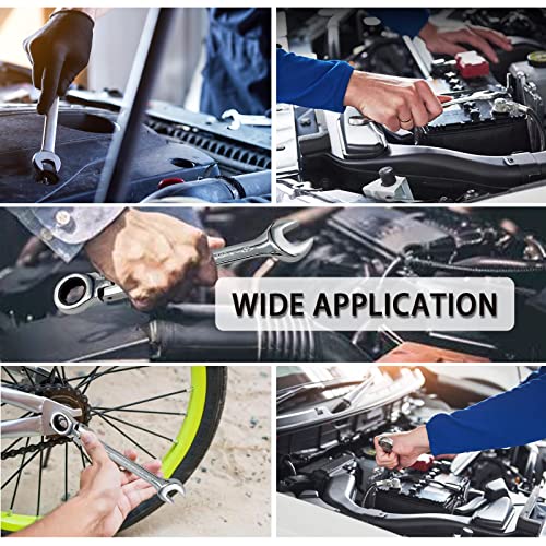 12mm Flex Head Ratchet Wrench, 12 Point Chrome Vanadium Steel Combination Spanner with 72 Tooth Ratcheting Gear, Metric Industrial Grade Tool for Automotive and Mechanical Maintenance