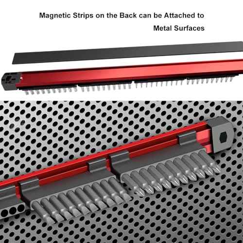 1/4 Hex Bit Organizer,40 Holes Slidable Screwdriver Bit Rail Holder with Aluminum Alloy Magnetic Base for Drill Bits Storage