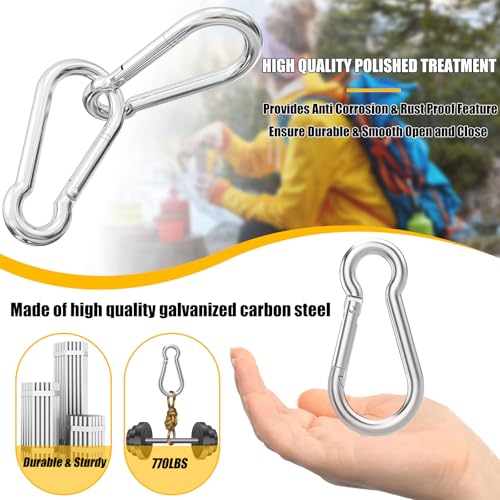EPHECH M10 4-Inch Heavy Duty Carabiner Clip Silver 30PCS