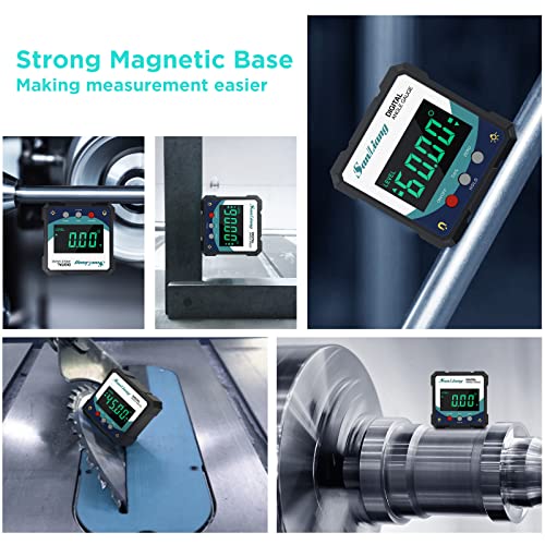 Sanliang Digital Angle Finder with Magnetic Base – Inclinometer Protractor 4x90°