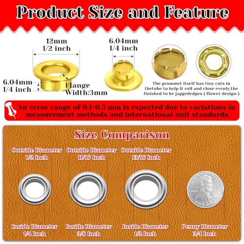 PAXCOO 803Pcs Grommet Eyelet Pliers Kit 1/4 Inch Silver/Gold for Leather Crafts