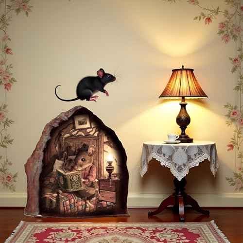 3D Mouse Hole Realistics Wall Sticker,Mouse in a Hole Wall Decal Fun Art,Water Proof Funny Wall Stickers for Bedroom Nursery Wall D?cor,Paint,Walls Treatments and Supplies Stickers,Home D?cor Accents