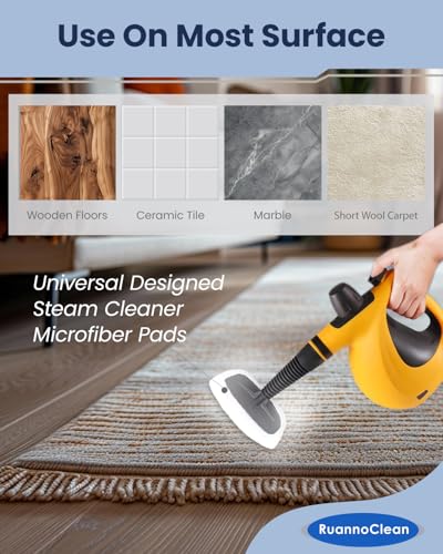 RuannoClean 12 Pack Steam Cleaner Pads - Universal Microfiber Replacement for Handheld Steam Cleaners (White)