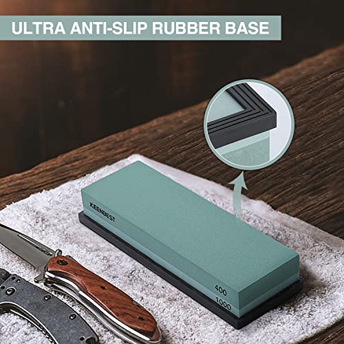 KEENBEST 400/1000 Grit Whetstone Sharpening Stone Set for Knives & Tools