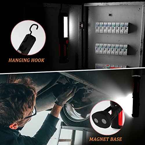 Wolfteeth 36+5 LED Torch Inspection Lamp Camping Light,Hands-Free Garage Workshop Flashlight for Auto,Emergencies with Adjusting Stand, Hanging Hook and Magnet Base