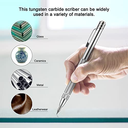 Glieskir 2-Pack Tungsten Carbide Scriber with Magnet & 10 Tips - Silver