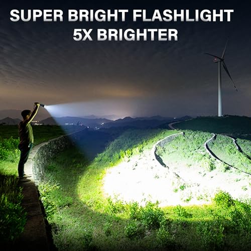 AKNEAR Rechargeable LED Flashlight 2 Pack High Lumens Super Bright Black