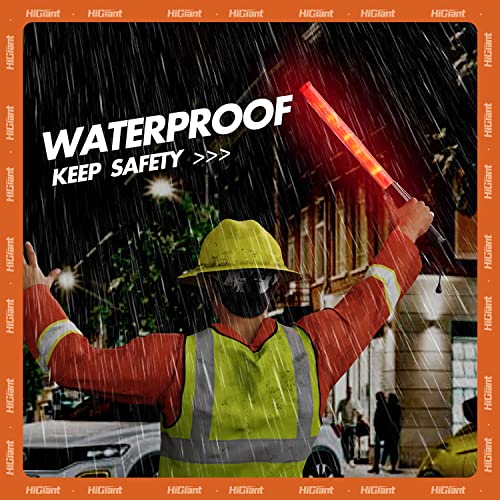 HiGiant 6 Pack 16 Inch Traffic Wand, LED Traffic Control Baton, Red Light Wands with Flashing Modes, Air Traffic Control Light with Side Clip for Parking Direct, Airport Safety