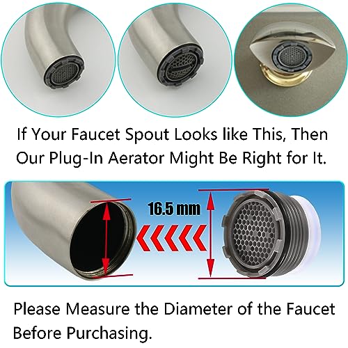 BOETOADG 4-Pack M16.5 Faucet Aerator Replacement with Key - Kitchen & Bathroom Sink Filter, 1.2GPM
