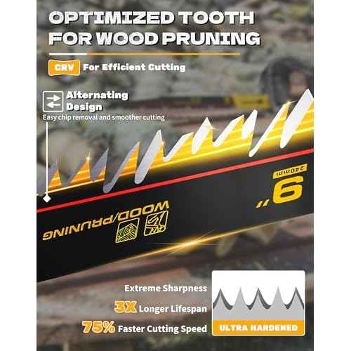 Wood Pruning Reciprocating Saw Blades, 9 Inch Pruning Blades for Reciprocating Saw, High Carbon Steel Reciprocal Saw Blades for Tree Trimming, Wood Cutting with Organizer Case, (5 Pack/5TPI)
