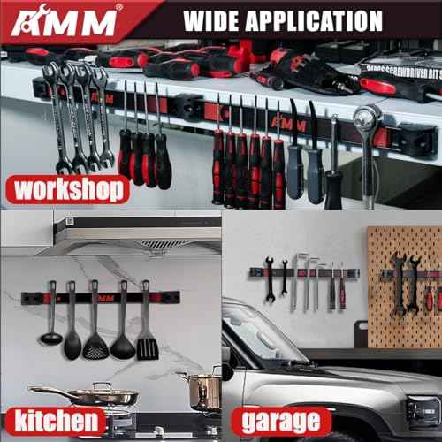 AMM 8PCS Magnetic Tool Holder Strip, 12" Heavy Duty Tool Organizer Magnetic Strip with Mounting Screws, Tool Magnet Bar for Tool Storage, Garage Organization