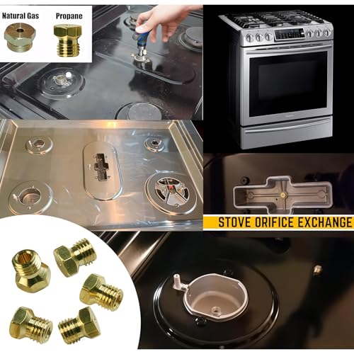 JTEYINH 36Pcs Gas Orifice Conversion Kit for Range, Cooktop, Stove – 0.3-1.9mm Brass Nozzles, 11 Sizes