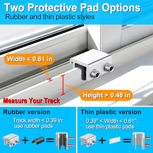 Silver 4 Sets Sliding Window Locks Adjustable Aluminum Security Stops