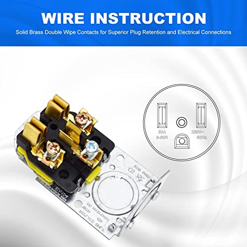 NEMA 6-50R Receptacle 2-Pole 3-Wire Surface Mount 250V 50A UL Listed – Black (NEMA 6-50R) micmi