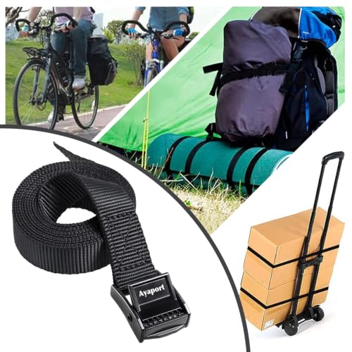 Ayaport Adjustable 0.75'' x 48'' Lashing Straps with Buckles, Black, 4 Pack