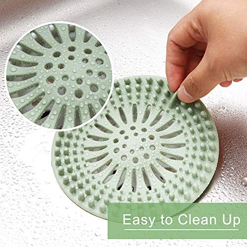 Gotega 5 Pack Sink Drain Strainers - Flexible Hair Catchers for Bathroom, Shower, Kitchen Drain - Multiple Colors