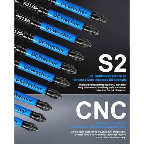6-Inch Long Phillips Head Drill & Screwdriver Bits 5-Pack, 2 Phillips Bits #2 Impact Magnetic, S2 Alloy Steel, CNC Anti-Slip, 1/4" Hex Shank, Ph2 for Impact Driver, by DCWecher