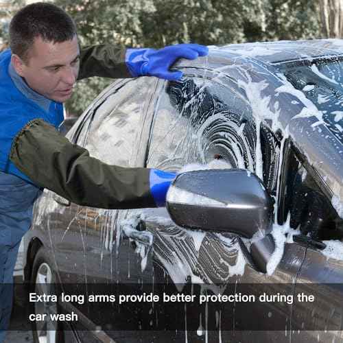 MUMUKE Long Waterproof Gloves, Long Chemical Gloves, Reusable, Padded Cotton Lined/Acid & Oil Resistant 28 inch