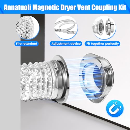 Annatuoli DV180 Magnetic Dryer Vent Kit L - Airtight Seal, Quick Connect & Aluminum Hose