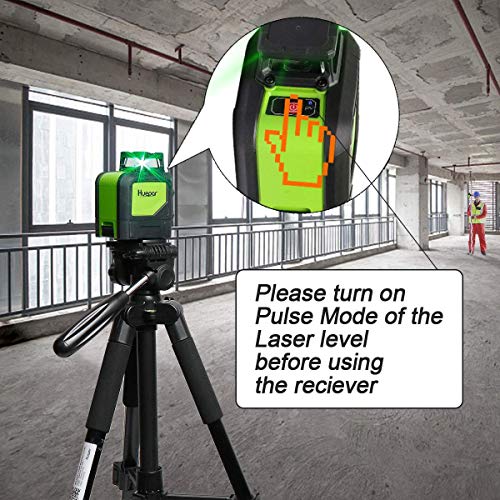 Huepar Laser Detector LR-6RG for Pulse Mode Laser Levels, Up to 200Ft Green & Red Beams