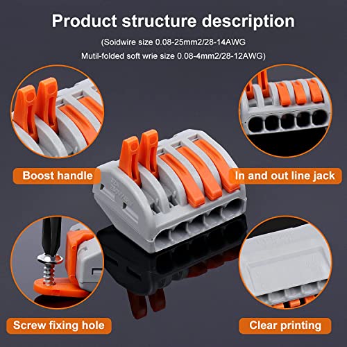 Zhushan 230 PCS Electrical Wire Connectors Nuts Kit - 28-12 AWG, Multiple Conductor Sizes