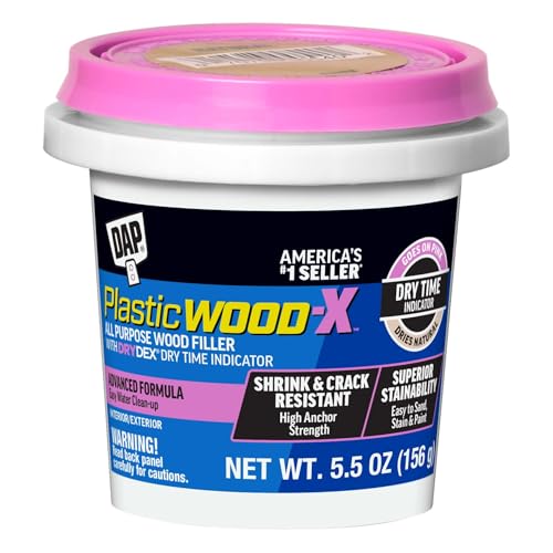 DAP Plastic Wood-X Wood Filler 5.5 Oz - Natural, DryDex Indicator, Interior & Exterior Repair